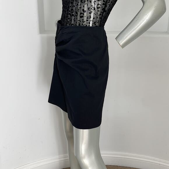 A.L.C. Black Mini Skirt Asymmetrical Ruching Construction  with U-ring Detail - Picture 6 of 11